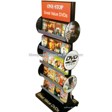 Отдельно стоящий дисплей товаров оптовой продажи металла розничный магазин двухсторонний стеллаж для выставки товаров компакт-дисков DVD